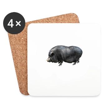 Hanging-bellyed pig pig - Coasters (set of 4) - white - Front