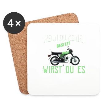 Zwei Hände Simson-S51 T-Shirt T-Shirt - Untersetzer (4er-Set) - Weiß - Vorne
