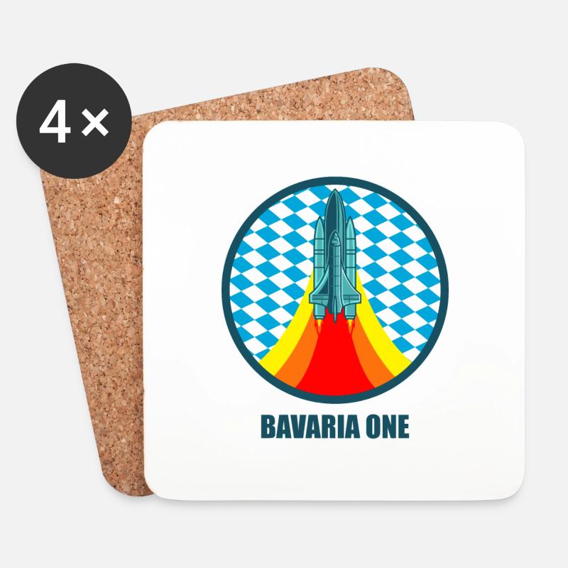 BAVARIA ONE Raumfahrt Bayern Geschenk - Untersetzer (4er-Set) - Weiß