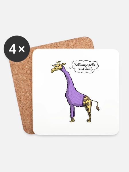 Giraffe Rollkragenpulli - Untersetzer (4er-Set) - Weiß