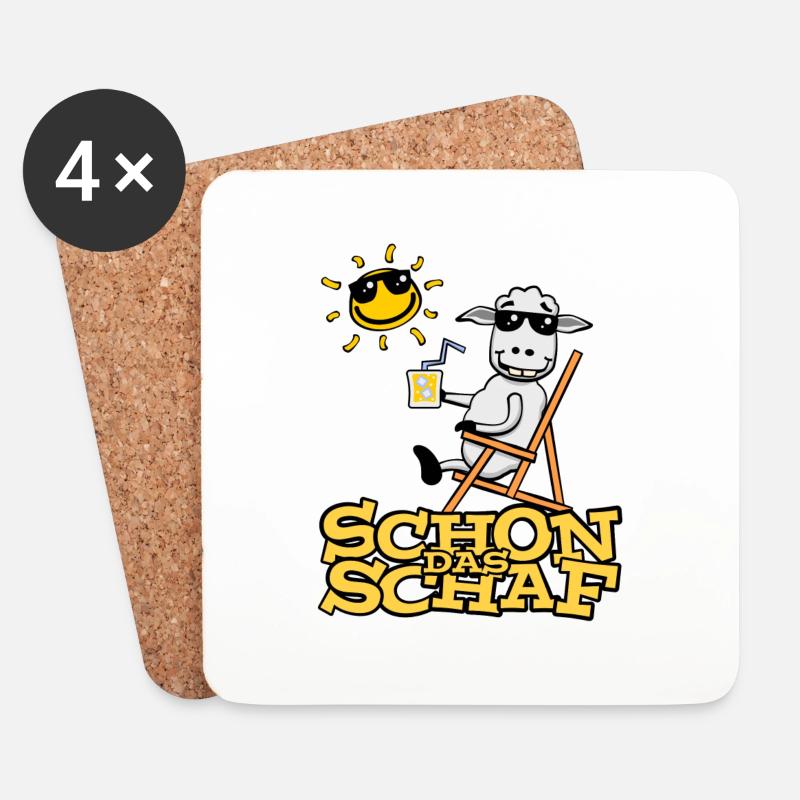 Lustiges Schaf (mit Text) - Untersetzer (4er-Set) - Weiß