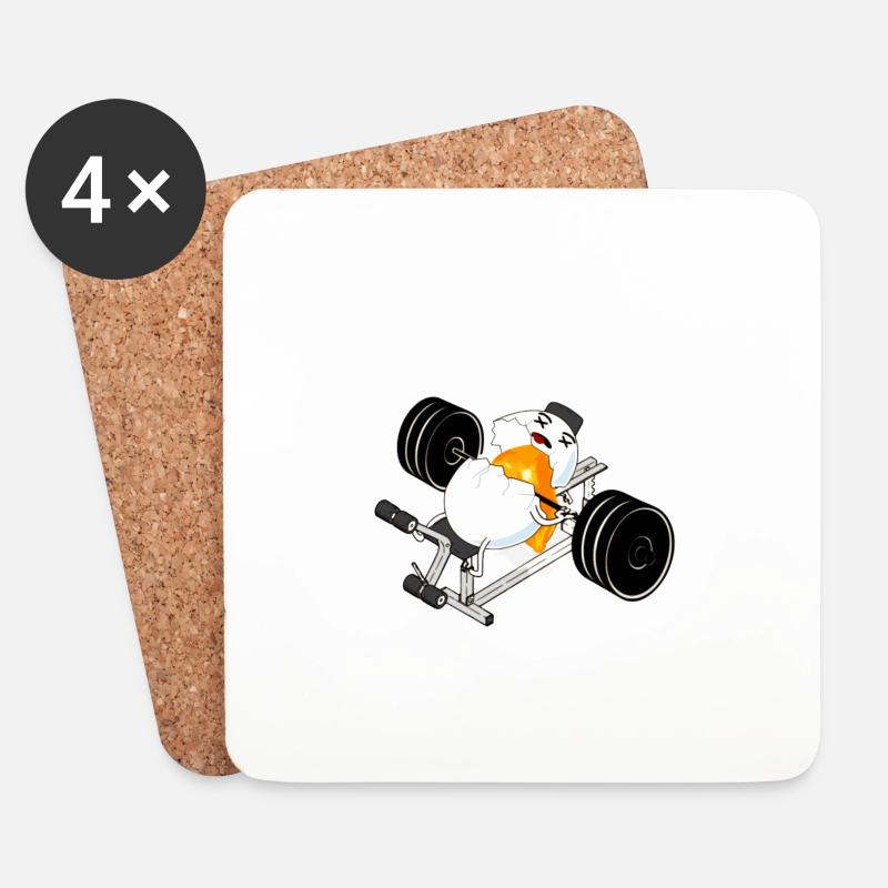 lustiges fitness ei / funny egg - Untersetzer (4er-Set) - Weiß