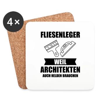 Fliesenleger Plattenleger Fliesen Leger Geschenk - Untersetzer (4er-Set) - Weiß - Vorne