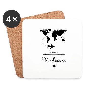 Weltreise Geschenkidee - Untersetzer (4er-Set) - Weiß - Vorne