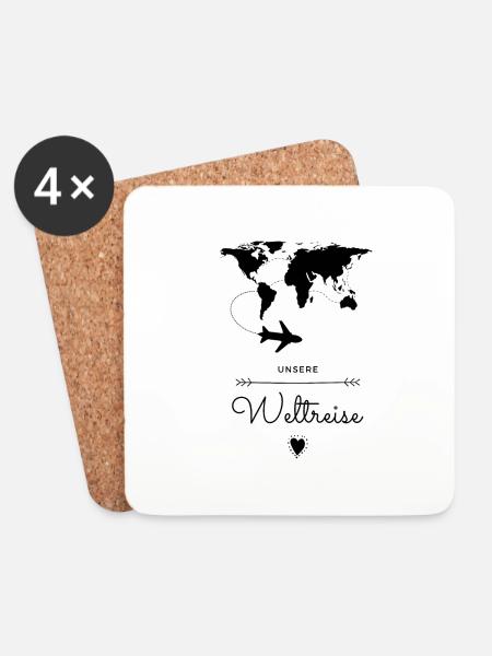 Weltreise Geschenkidee - Untersetzer (4er-Set) - Weiß