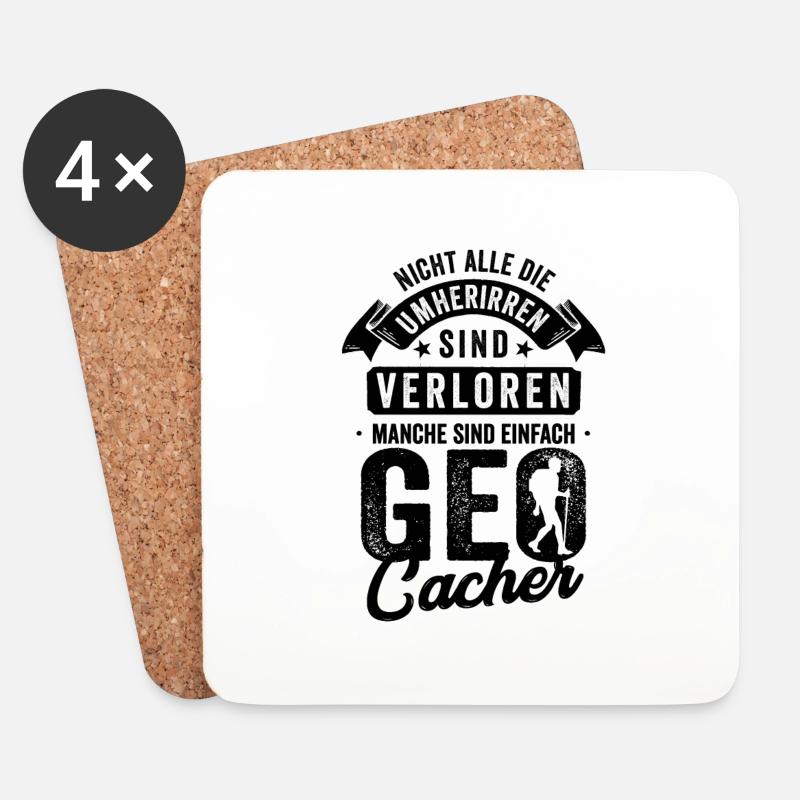 Geocaching Geschenk - Untersetzer (4er-Set) - Weiß