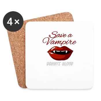 Save A Vampire Halloween Funny Lips Kiss - Dessous de verre (lot de 4) - blanc - Devant