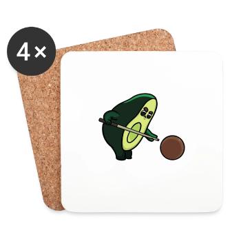 Billiards avocado with racket & ball as a gift - Coasters (set of 4) - white - Front