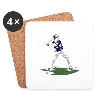 Baseball Spieler - Untersetzer (4er-Set) - Weiß - Vorne