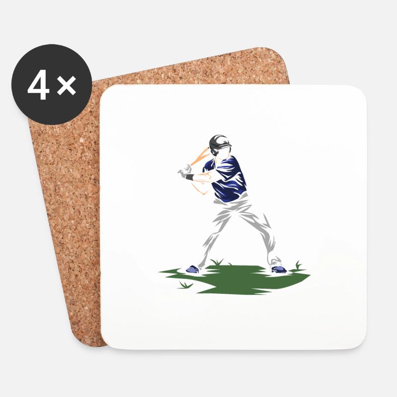Baseball Spieler - Untersetzer (4er-Set) - Weiß