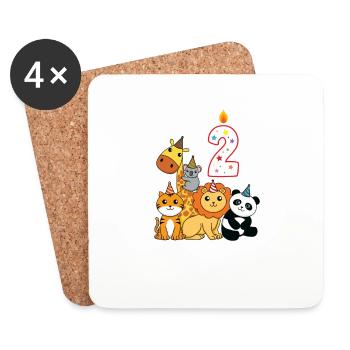 Cartoon Birthday Animals 2 Birthday for Kids - Coasters (set of 4) - white - Front