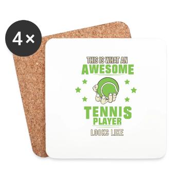 Balle de tennis joueur de tennis cadeau club main - Dessous de verre (lot de 4) - blanc - Devant