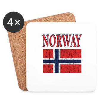Norway vintage drapeau - Dessous de verre (lot de 4) - blanc - Devant