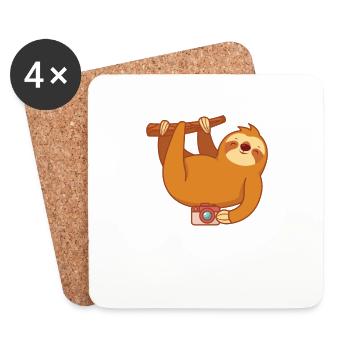 Sloth photographer - Coasters (set of 4) - white - Front