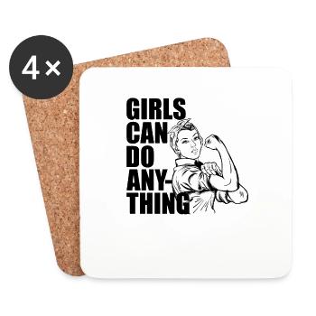 Filles can do Anything Femme Power Femme Féminisme - Dessous de verre (lot de 4) - blanc - Devant