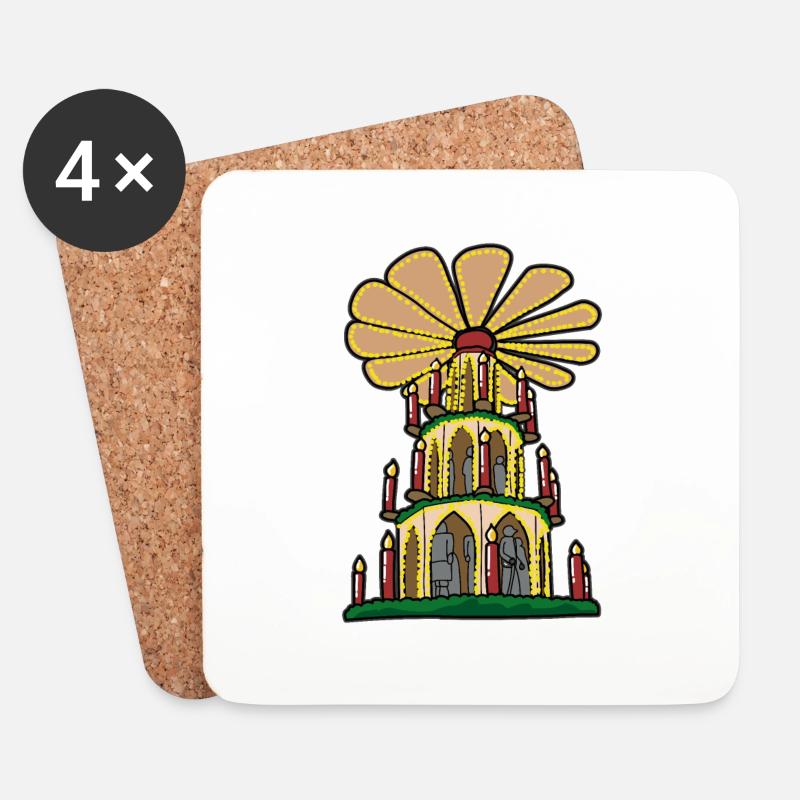 Weihnachtspyramide Erzgebirge Pyramide Weihnachten - Untersetzer (4er-Set) - Weiß
