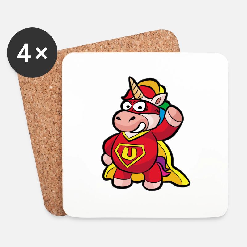Superheld Einhorn - Untersetzer (4er-Set) - Weiß