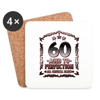 60ème anniversaire - Cadeau de 60 ans pour papa - Dessous de verre (lot de 4) - blanc - Devant