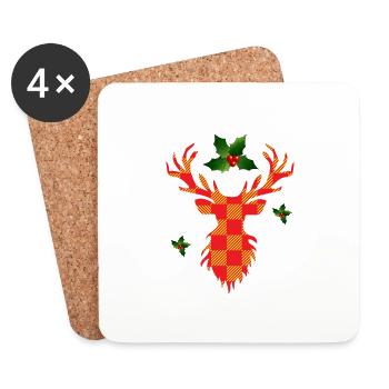 Reindeer - check - Coasters (set of 4) - white - Front
