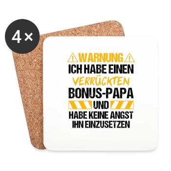 Bonus Papa Stiefvater Stiefpapa Sprüche Geschenk - Untersetzer (4er-Set) - Weiß - Vorne