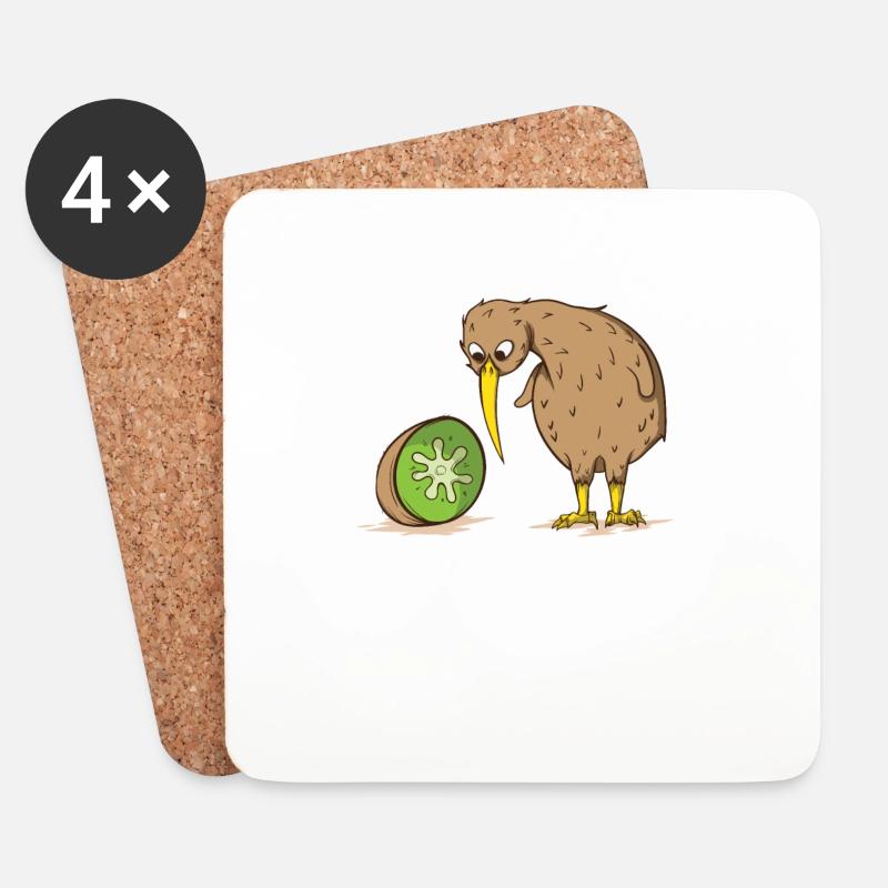 Kiwi Neuseeland flugunfähig Vogel Kiwifrucht - Untersetzer (4er-Set) - Weiß