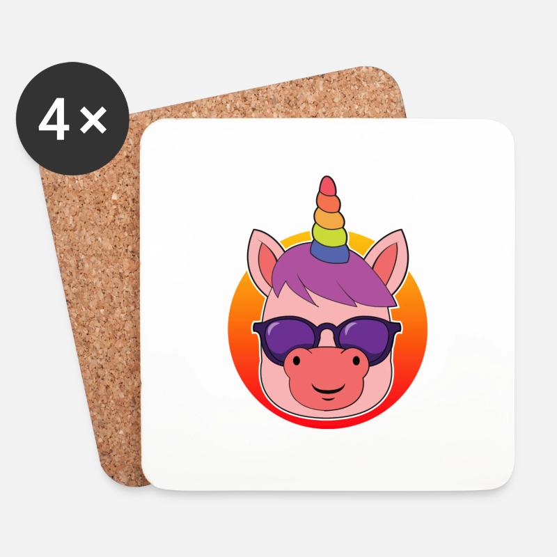 Cooles Einhorn - Untersetzer (4er-Set) - Weiß