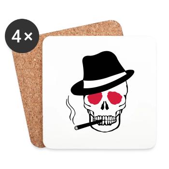 gangster_skull_02 - Dessous de verre (lot de 4) - blanc - Devant