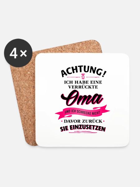 Achtung! verrückte Oma Verwandte Familie Kind - Untersetzer (4er-Set) - Weiß