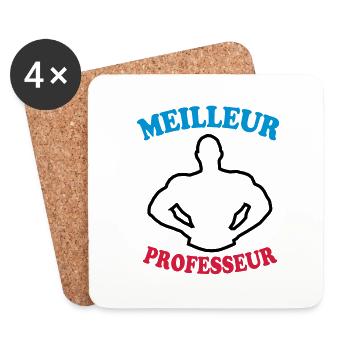 Meilleur professeur - Dessous de verre (lot de 4) - blanc - Devant