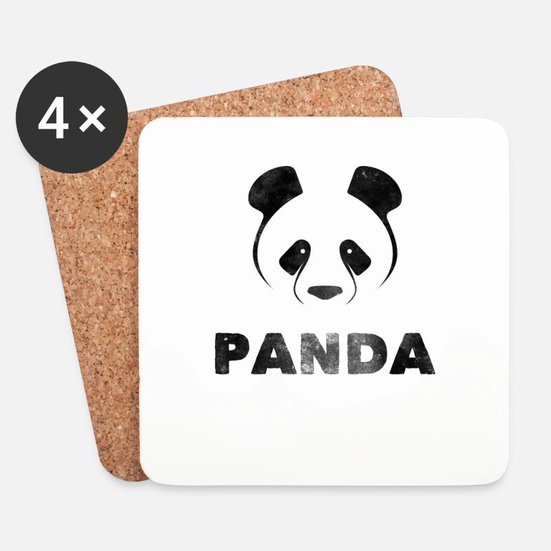 Panda - Rettet den Panda - Untersetzer (4er-Set) - Weiß
