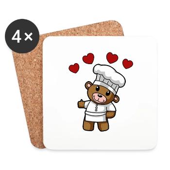 Teddy Koch Chefkoch Köche Köchin Gastgeber - Untersetzer (4er-Set) - Weiß - Vorne