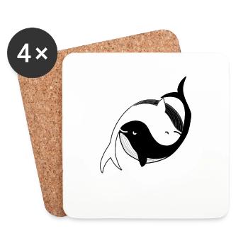 yin und yang wal blauwal geschenk - Untersetzer (4er-Set) - Weiß - Vorne