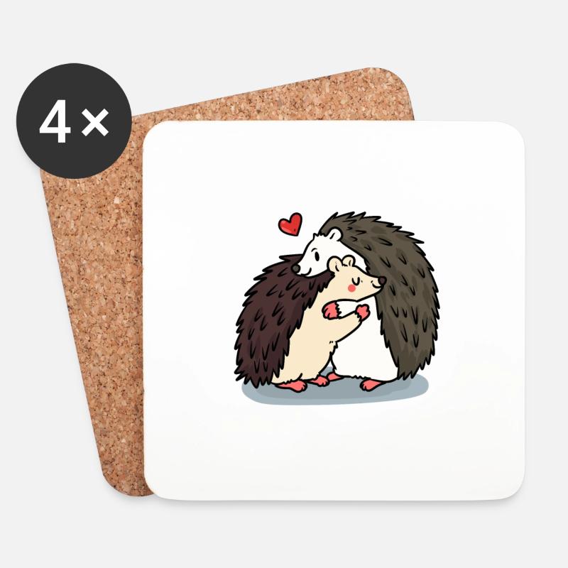 Igel Liebe umarmung - Untersetzer (4er-Set) - Weiß