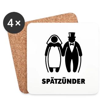Spätzünder (Älteres Brautpaar / Hochzeit) - Untersetzer (4er-Set) - Weiß - Vorne