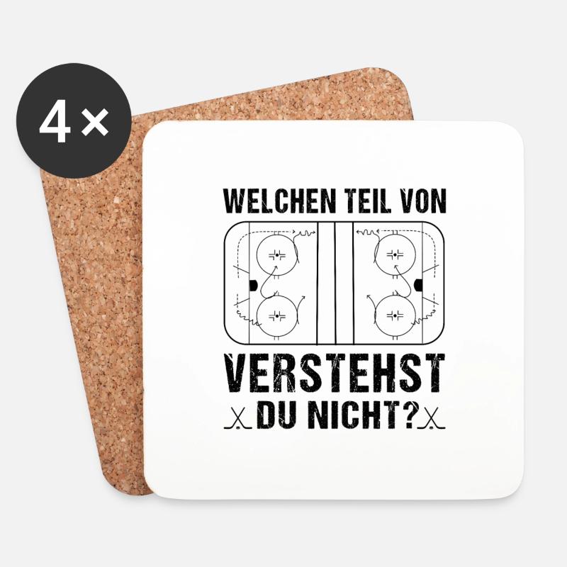 Eishockey Lustig - Untersetzer (4er-Set) - Weiß