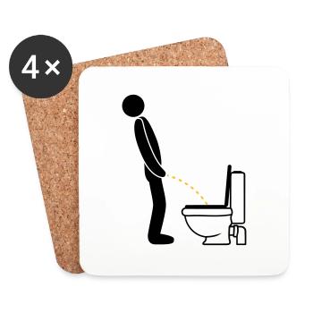 WC logo im stehen pinkeln pissen klo toilette erle - Untersetzer (4er-Set) - Weiß - Vorne
