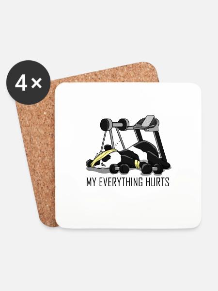 Panda Bär Fitness Muskelkater niedlich Geschenk - Untersetzer (4er-Set) - Weiß