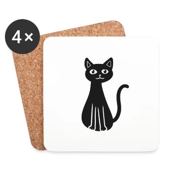 Chaton Miaou Chat Cadeau d’anniversaire Chats - Dessous de verre (lot de 4) - blanc - Devant