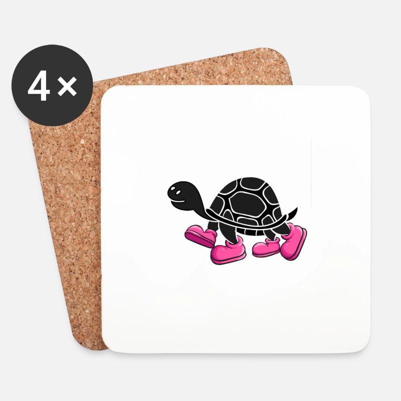 Turtle with pink shoes - Untersetzer (4er-Set) - Weiß