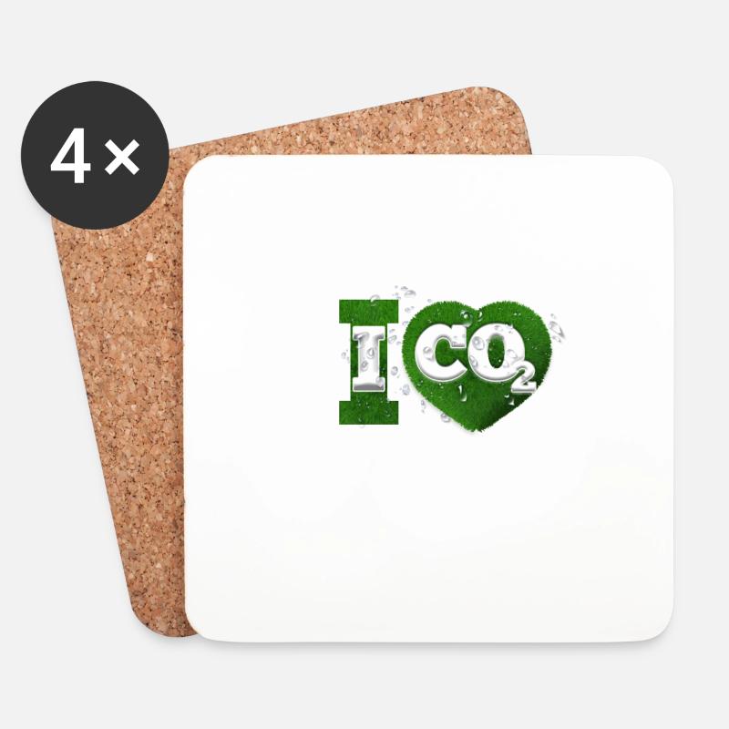 I Love co2 Klimawandel Leugner - Untersetzer (4er-Set) - Weiß