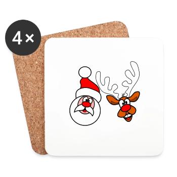 Santa Claus & Reindeer - Coasters (set of 4) - white - Front