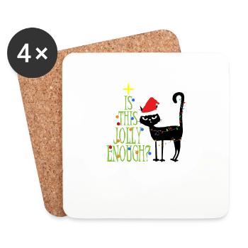 Anti Christmas Cat Ugly Christmas Gifts - Coasters (set of 4) - white - Front