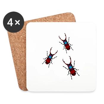 Insects Stag Beetle Insect Antlers Forest animals - Coasters (set of 4) - white - Front