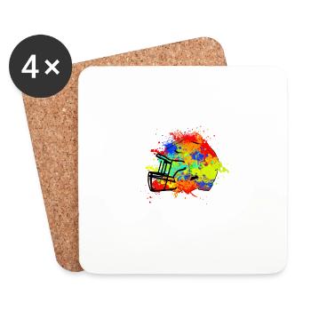 Cadeau de casque de football américain pour équipement - Dessous de verre (lot de 4) - blanc - Devant