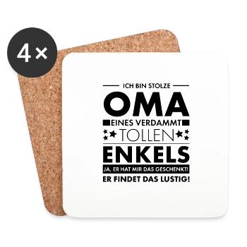 Stolze Oma Toller Enkel Geschenk - Untersetzer (4er-Set) - Weiß - Vorne