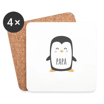 Papa Penguin - Funny And Cute Dad Gift - Untersetzer (4er-Set) - Weiß - Vorne