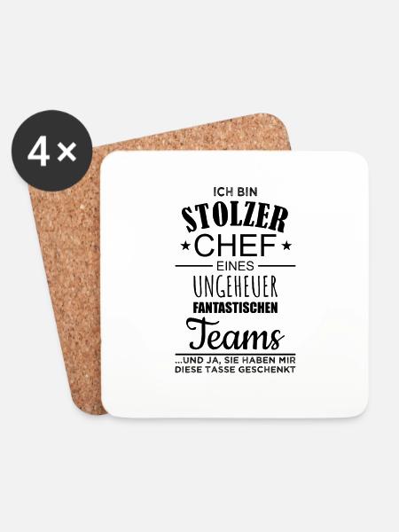 Stolzer Chef Spruch Kaffeetasse Tasse Becher Team - Untersetzer (4er-Set) - Weiß