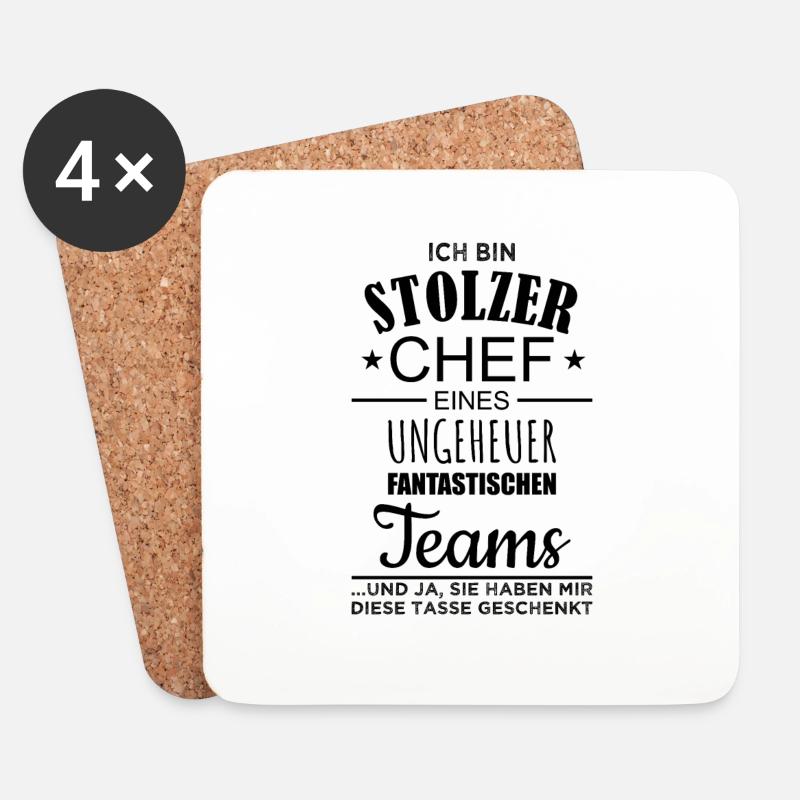 Stolzer Chef Spruch Kaffeetasse Tasse Becher Team - Untersetzer (4er-Set) - Weiß