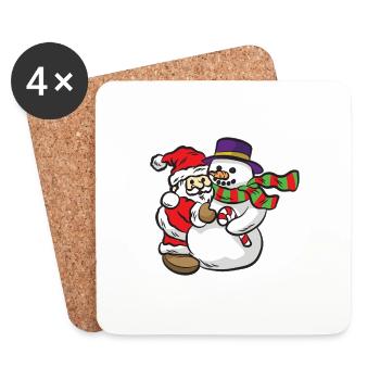 Père Noël et bonhomme de neige - Dessous de verre (lot de 4) - blanc - Devant