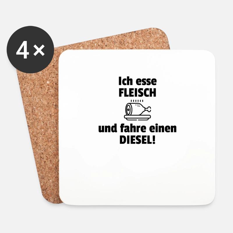 Ich Esse Fleisch Und Fahre Einen Diesel! - Untersetzer (4er-Set) - Weiß